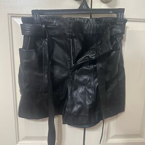 Current Air Black High Waist Leather Shorts